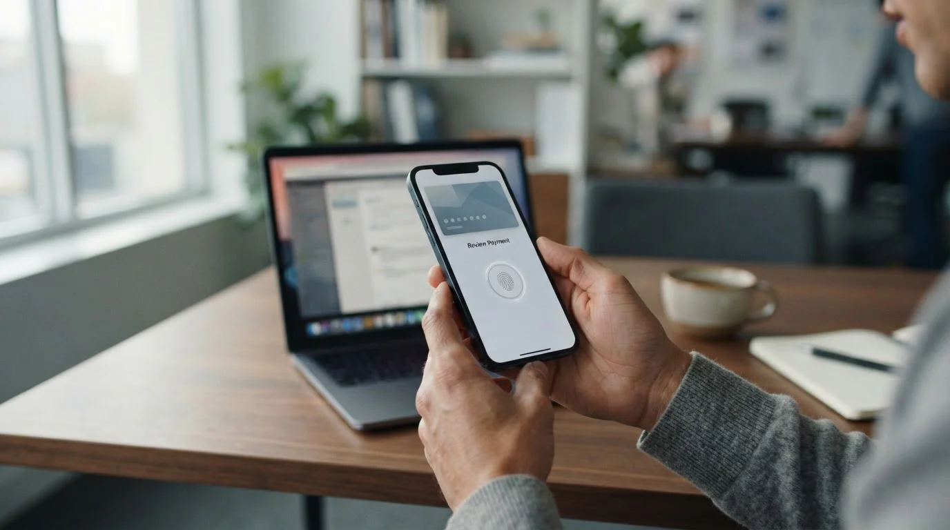 Usuario realizando un depósito con Apple Pay en una plataforma de apuestas regulada en España