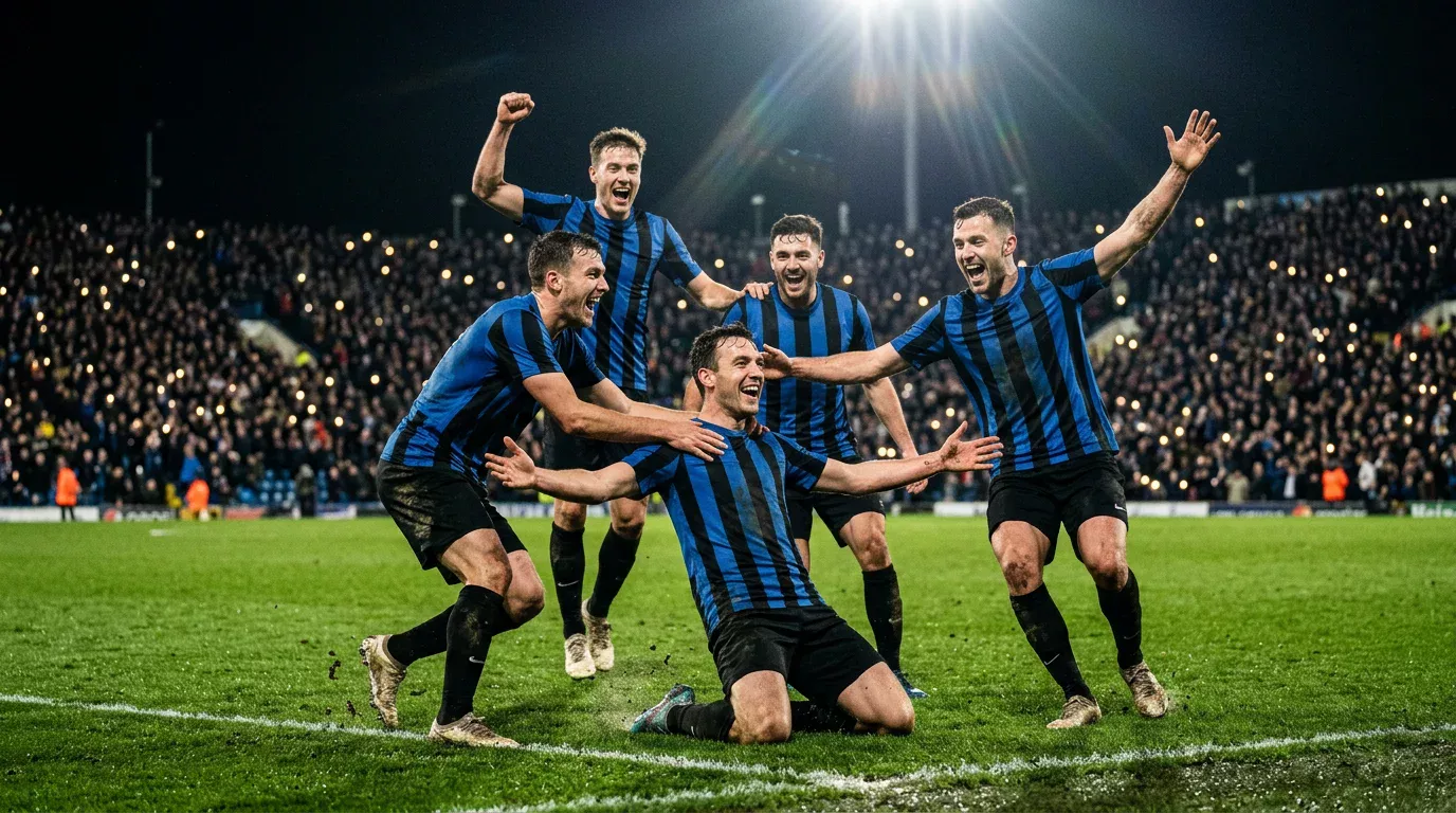 Jugadores de fútbol italiano celebrando un gol en un partido de la Serie A