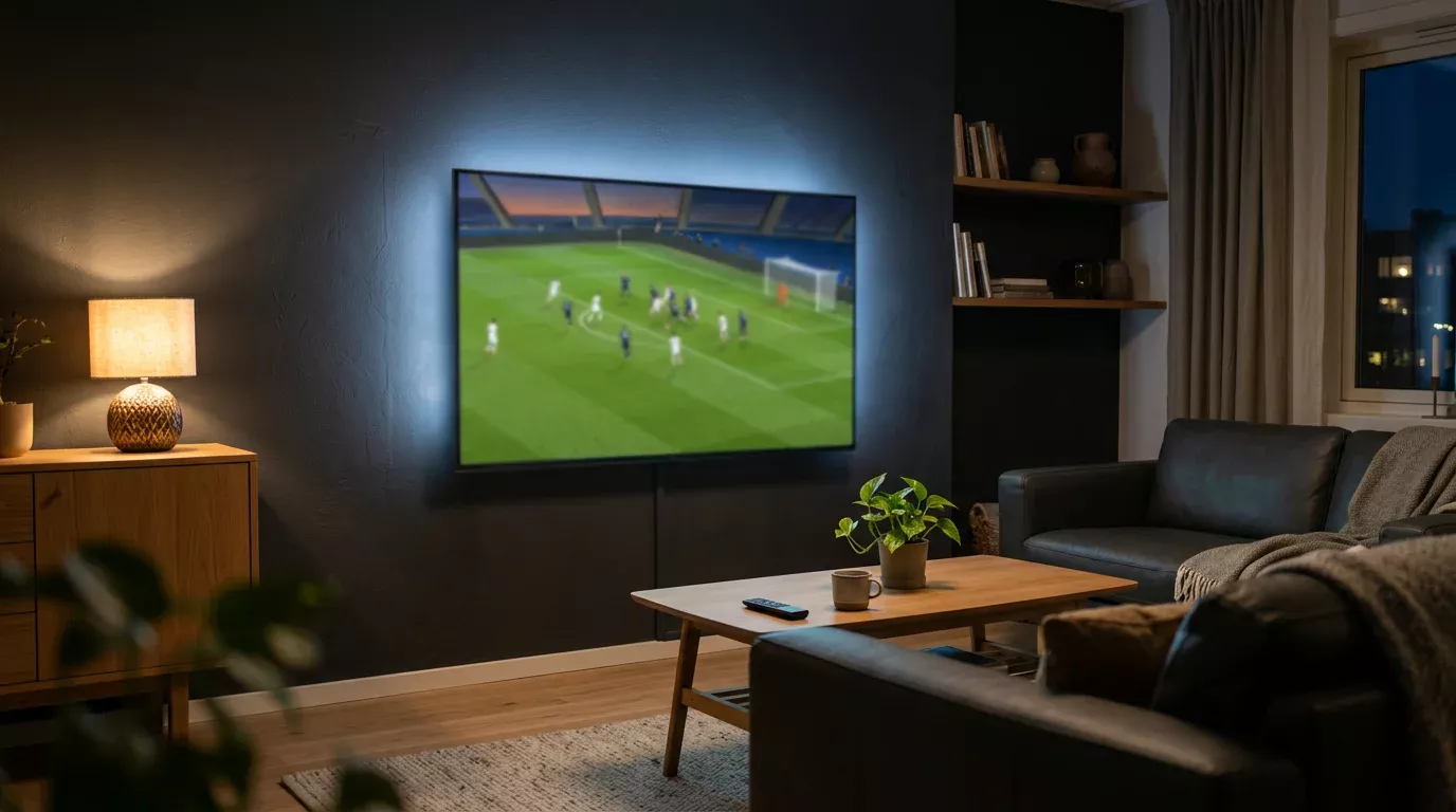 Pantalla de televisión mostrando la interfaz de DAZN con un partido de la Serie A en directo